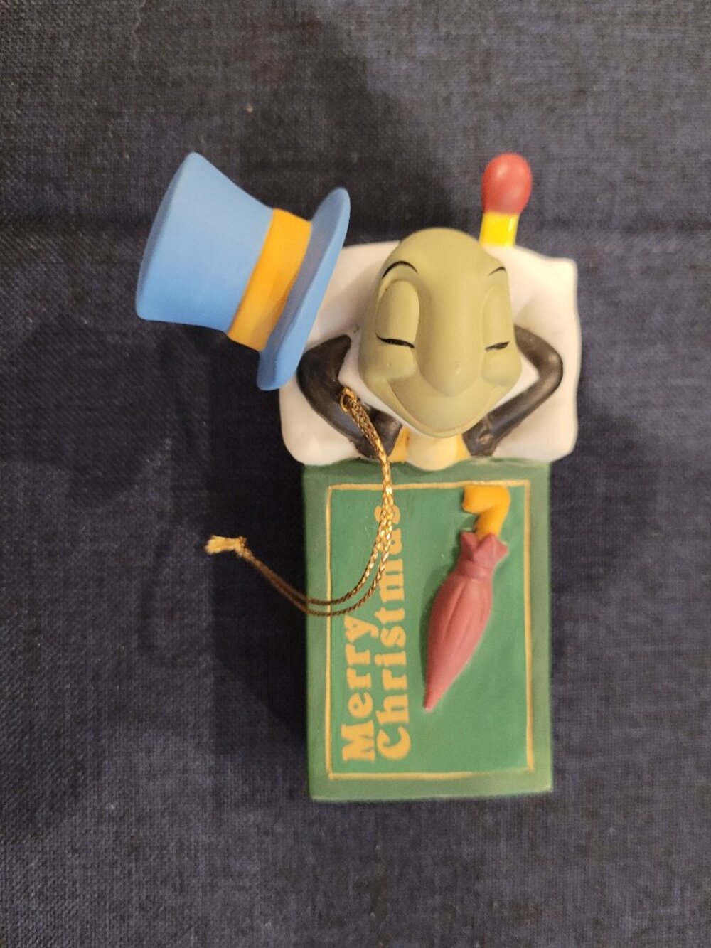 Grolier Jiminy Cricket Gold Edition Ornament Pinocchio Porcelain Disney Matchbox